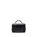Chanel Top Handle Mini Rectangular Flap Bag Lambskin Black GHW (Microchip)
