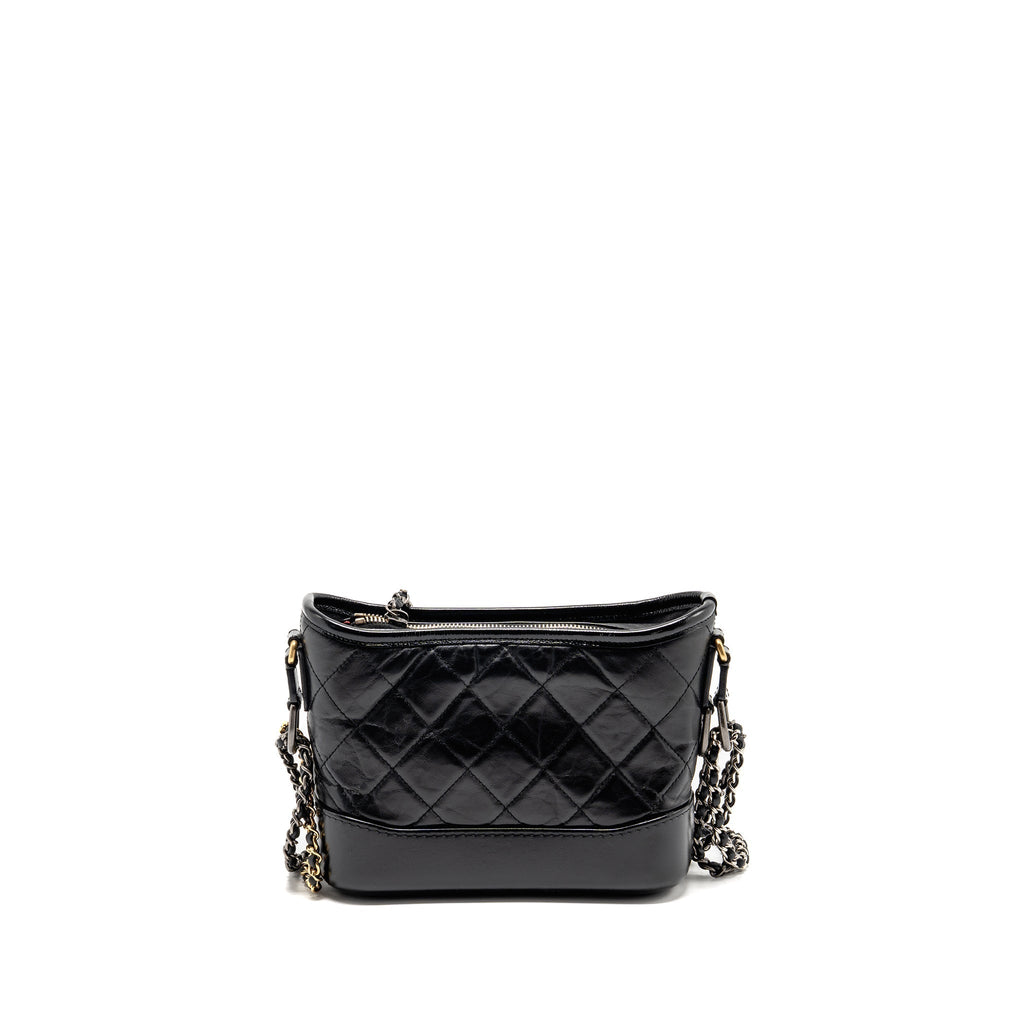CHANEL SMALL GABRIELLE HOBO BAG AGED CALFSKIN BLACK MULTICOLOUR HARDWARE