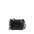 CHANEL SMALL GABRIELLE HOBO BAG AGED CALFSKIN BLACK MULTICOLOURED HARDWARE