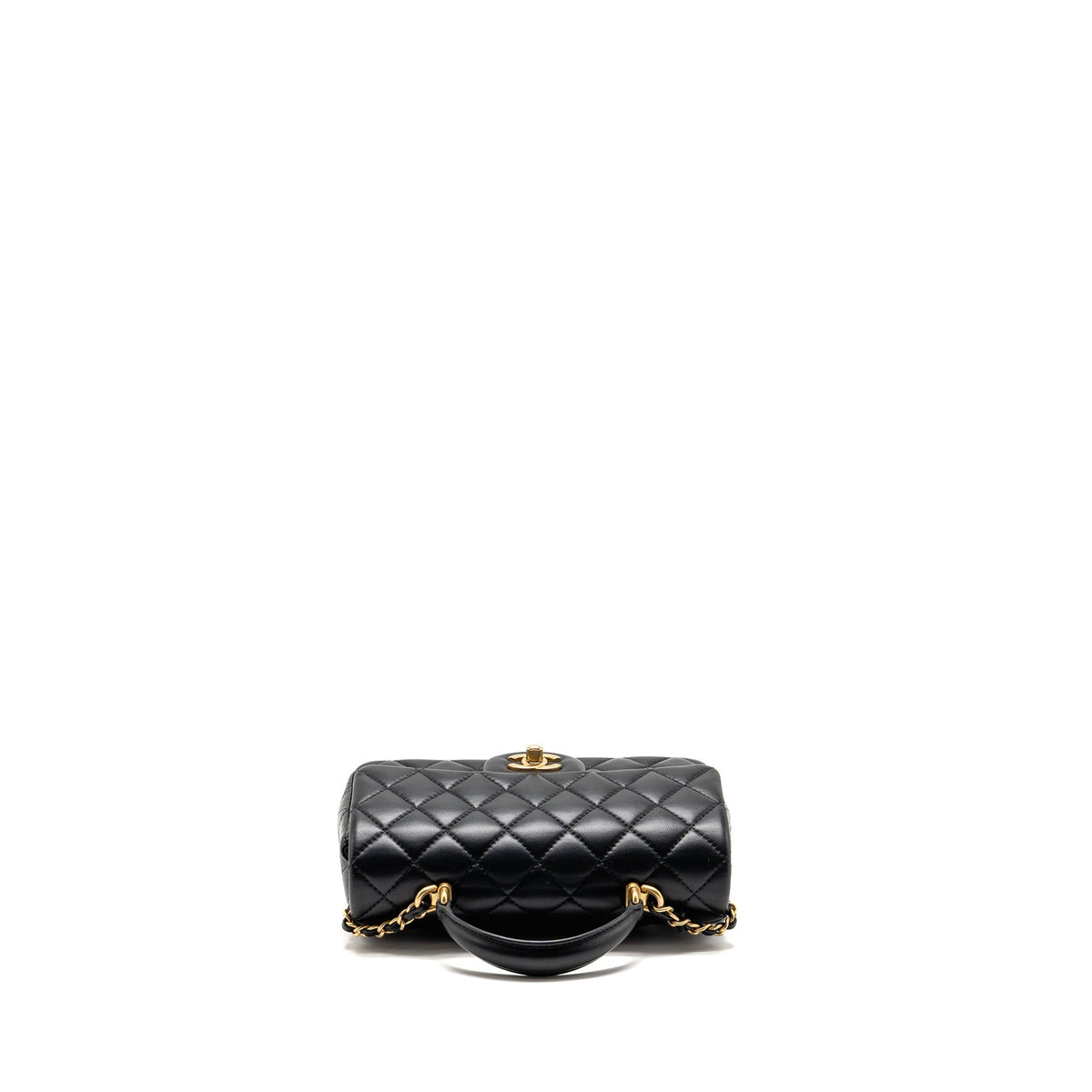 Chanel Top Handle Mini Rectangular Flap Bag Lambskin Black GHW (Microchip)