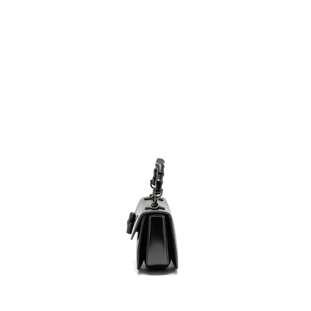Gucci bamboo 1947 mini bag leather black with black hardware