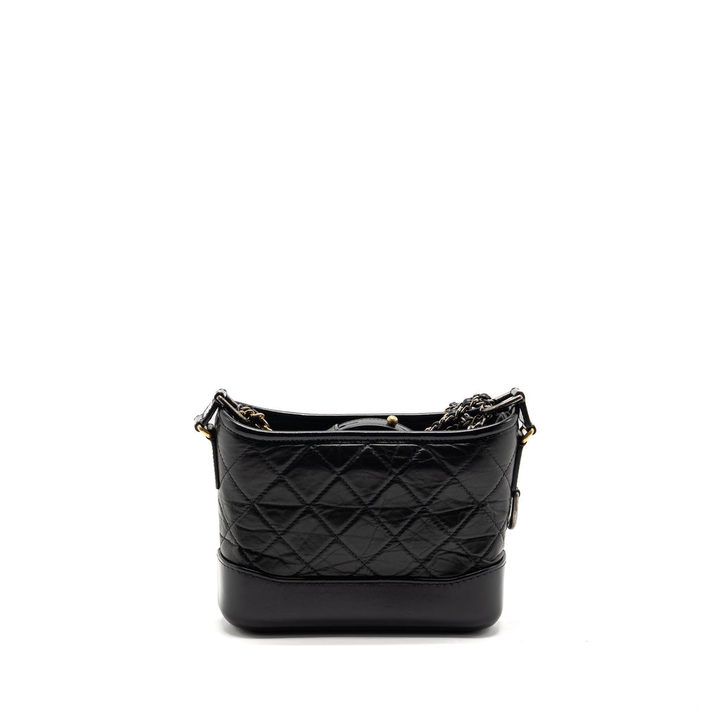 CHANEL SMALL GABRIELLE HOBO BAG AGED CALFSKIN BLACK MULTICOLOURED HARDWARE