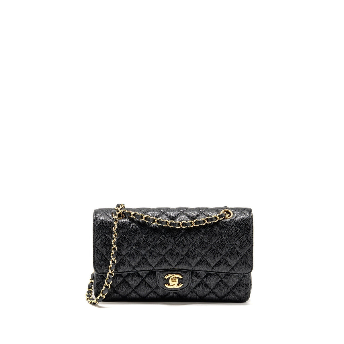 CHANEL MEDIUM CLASSIC DOUBLE FLAP BAG CAVIAR BLACK GHW
