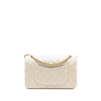 CHANEL 2.55 226 REISSUE DOUBLE FLAP BAG AGED CALFSKIN WHITE GHW