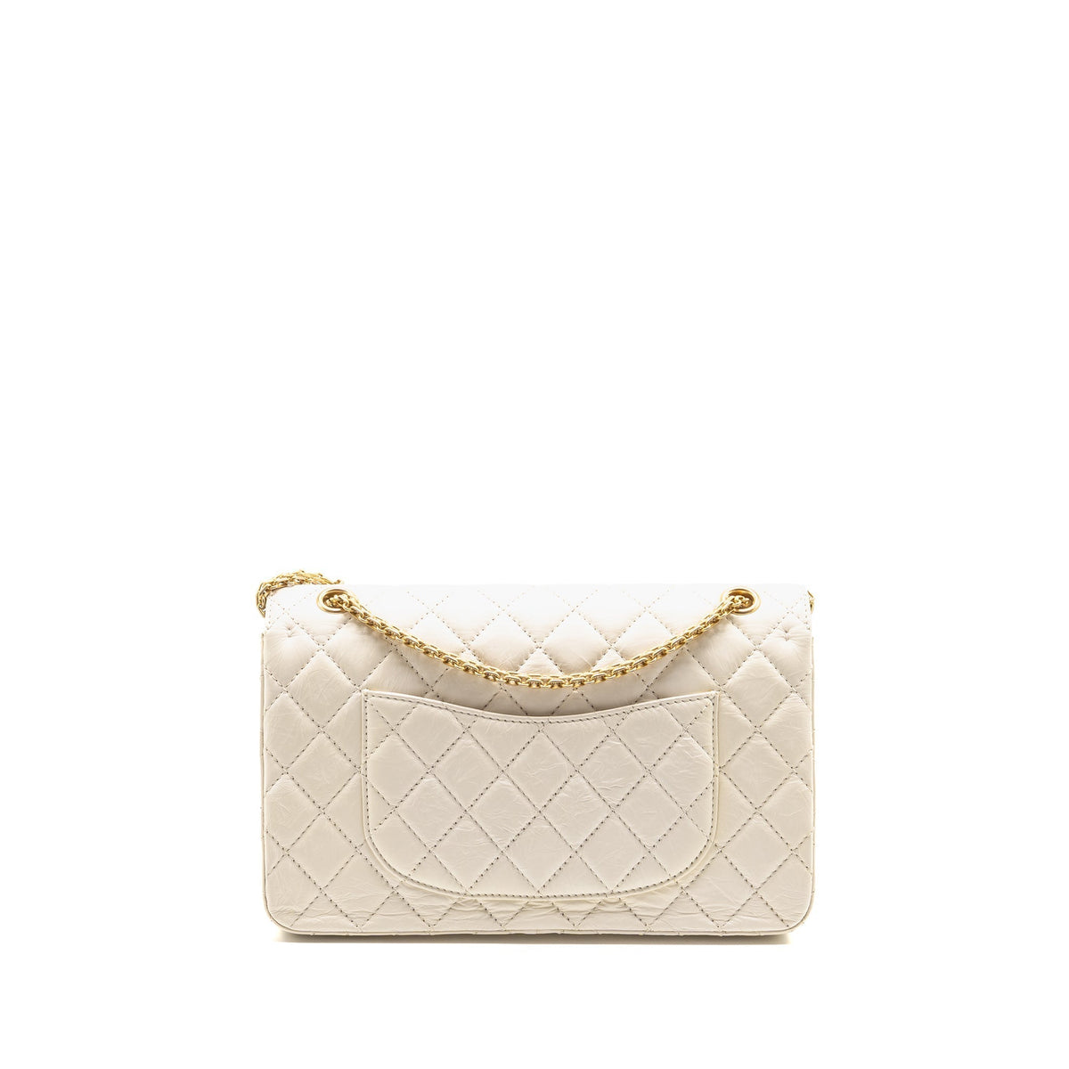 CHANEL 2.55 226 REISSUE DOUBLE FLAP BAG AGED CALFSKIN WHITE GHW