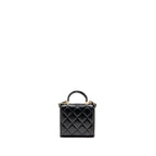 Chanel Top Handle Mini Flap Clutch with Chain Black Lambskin LGHW