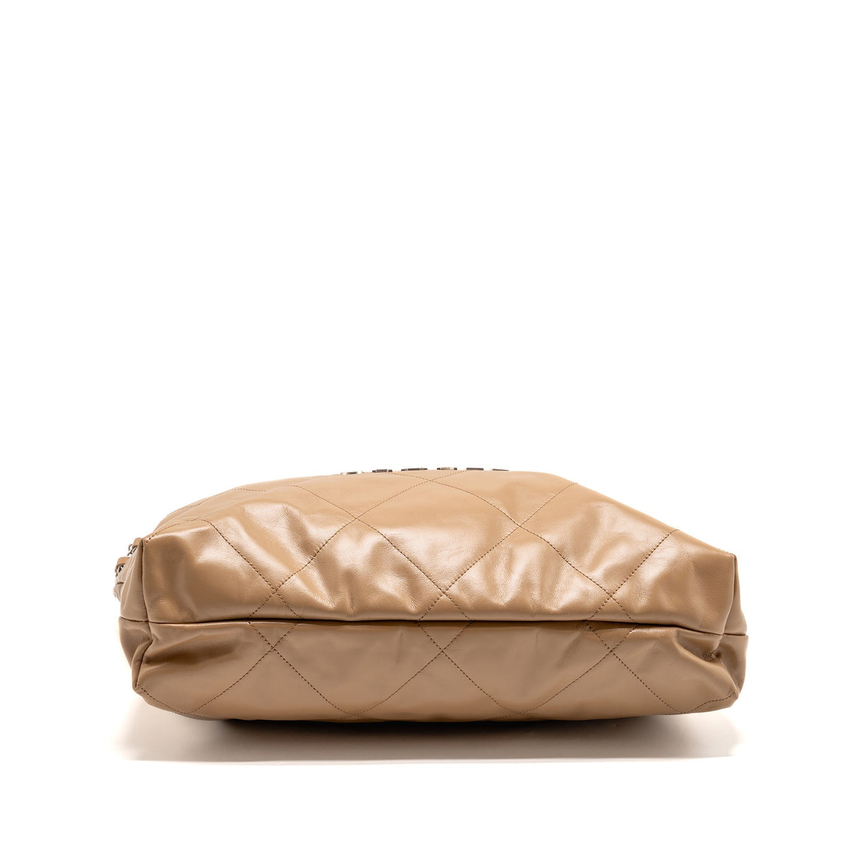 CHANEL LARGE 22 BAG SHINY CALFSKIN DARK BEIGE SHW (MICROCHIP)