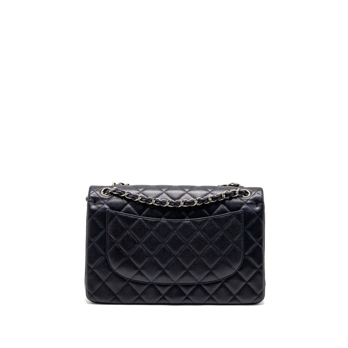 CHANEL JUMBO CLASSIC DOUBLE FLAP BAG CAVIAR DARK BLUE SHW