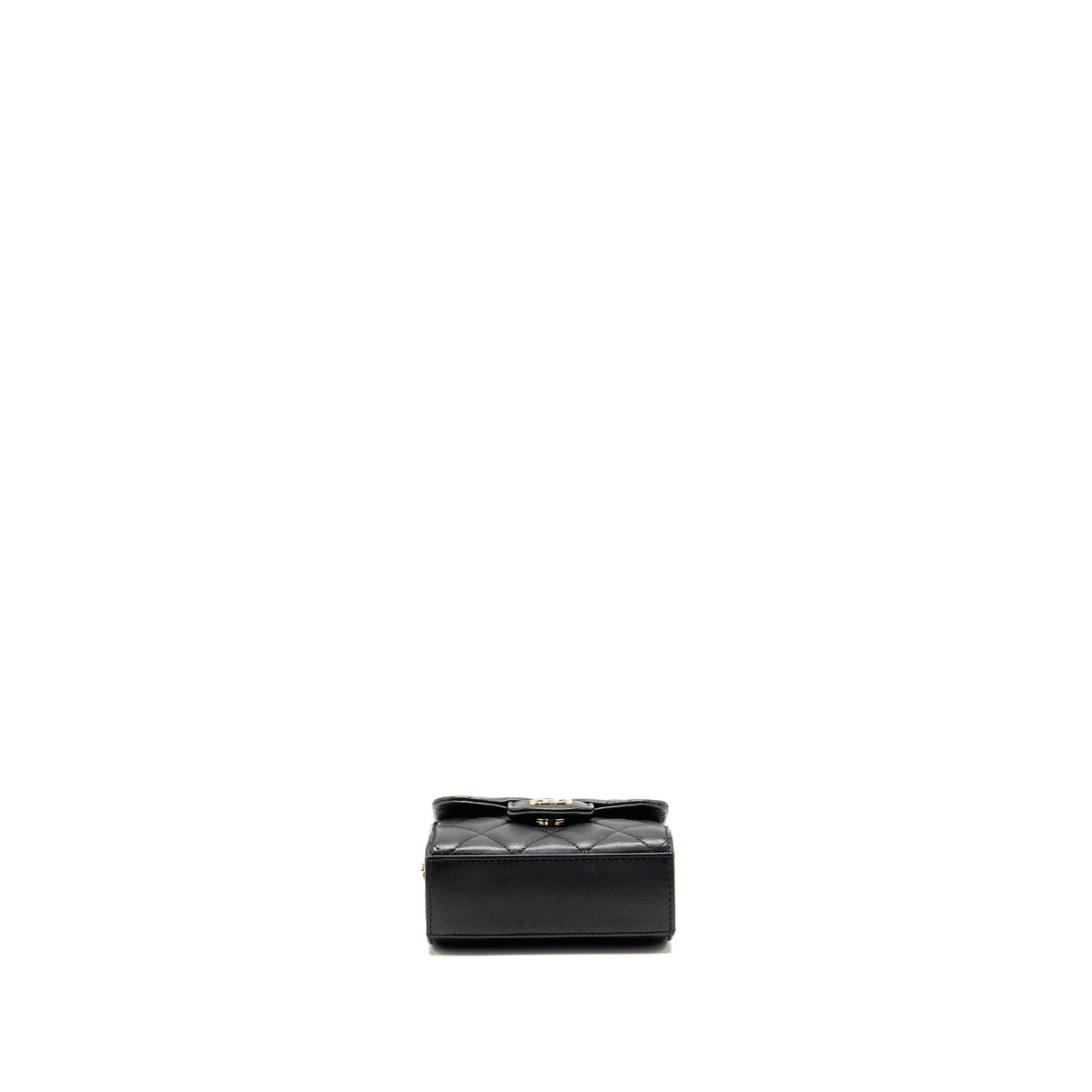 Chanel Top Handle Mini Flap Clutch with Chain Black Lambskin LGHW
