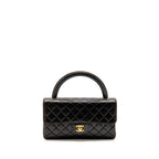Chanel Vintage Medium Top Handle Kelly Bag Lambskin Dark Brown GHW