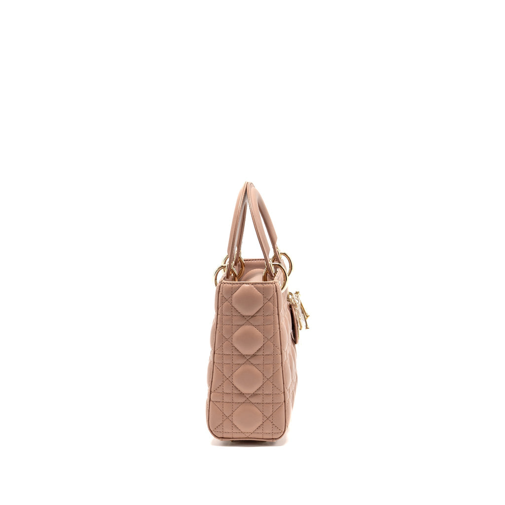 DIOR SMALL LADY DIOR LAMBSKIN DARK PINK LGHW