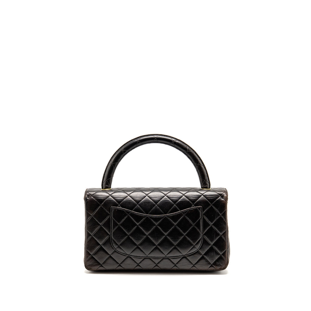 Chanel Vintage Medium Top Handle Kelly Bag Lambskin Dark Brown GHW
