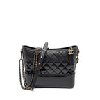 CHANEL LARGE GABRIELLE HOBO BAG CALFSKIN / PATENT BLACK MULTICOLOR HARDWARE