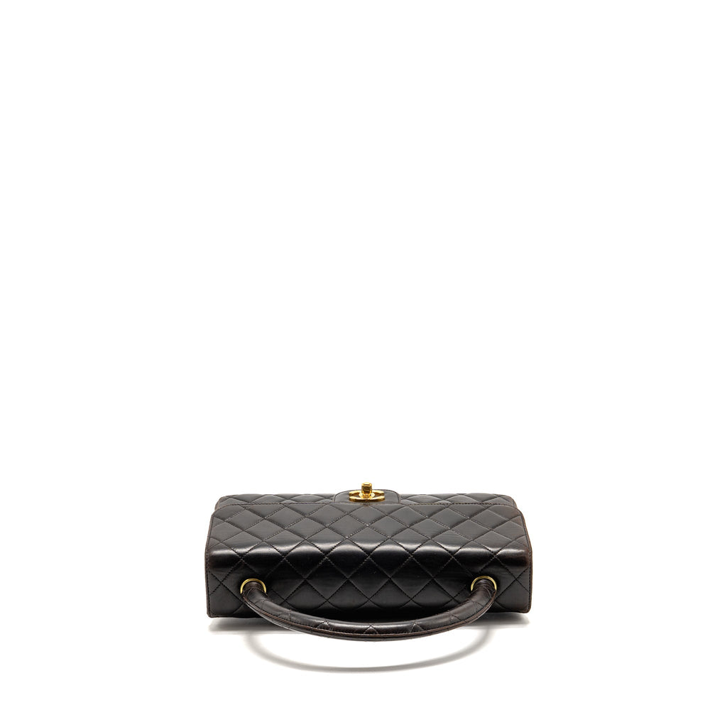 Chanel Vintage Medium Top Handle Kelly Bag Lambskin Dark Brown GHW
