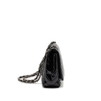 CHANEL CHEVRON JUMBO SINGLE FLAP BAG PATENT BLACK SHW