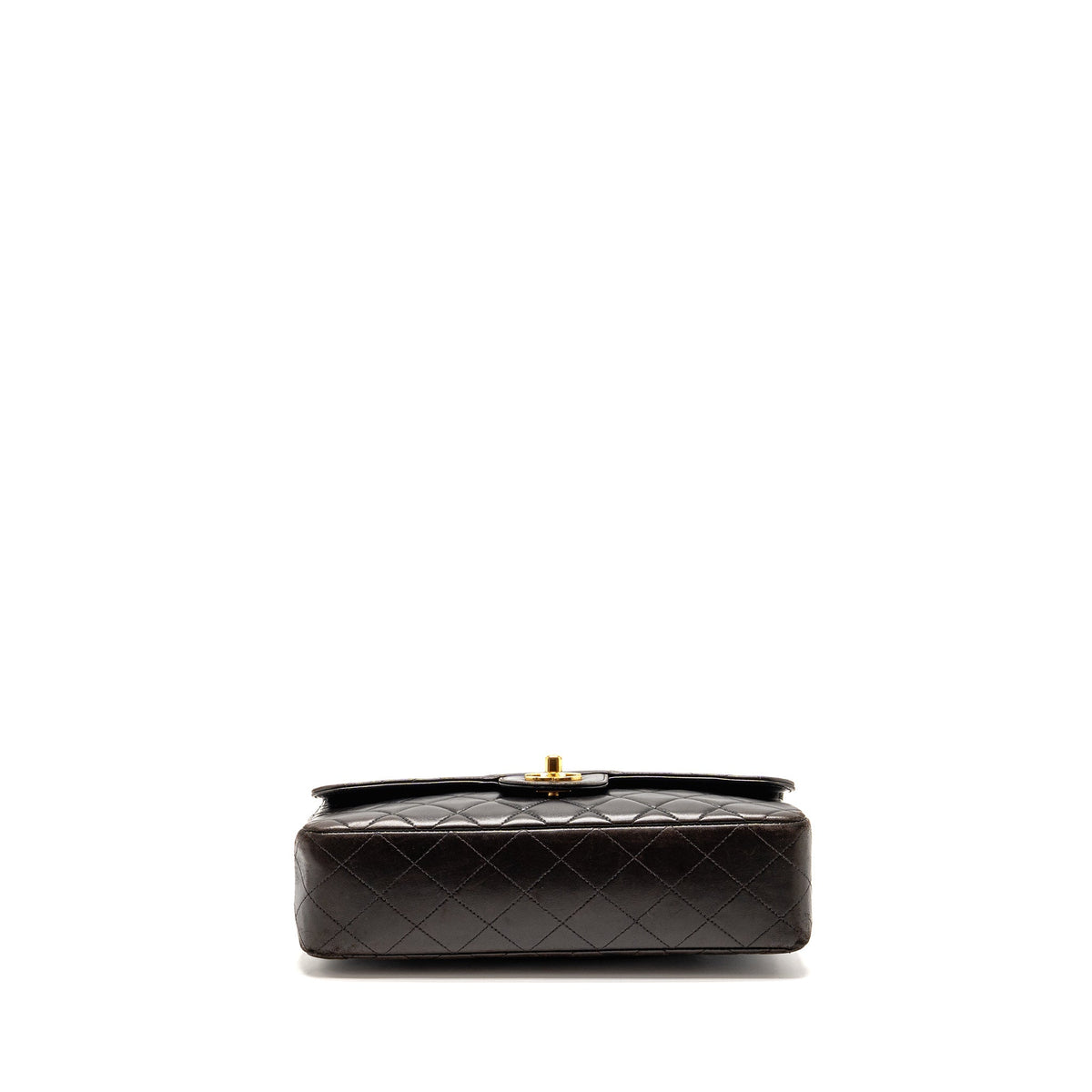 Chanel Vintage Medium Top Handle Kelly Bag Lambskin Dark Brown GHW