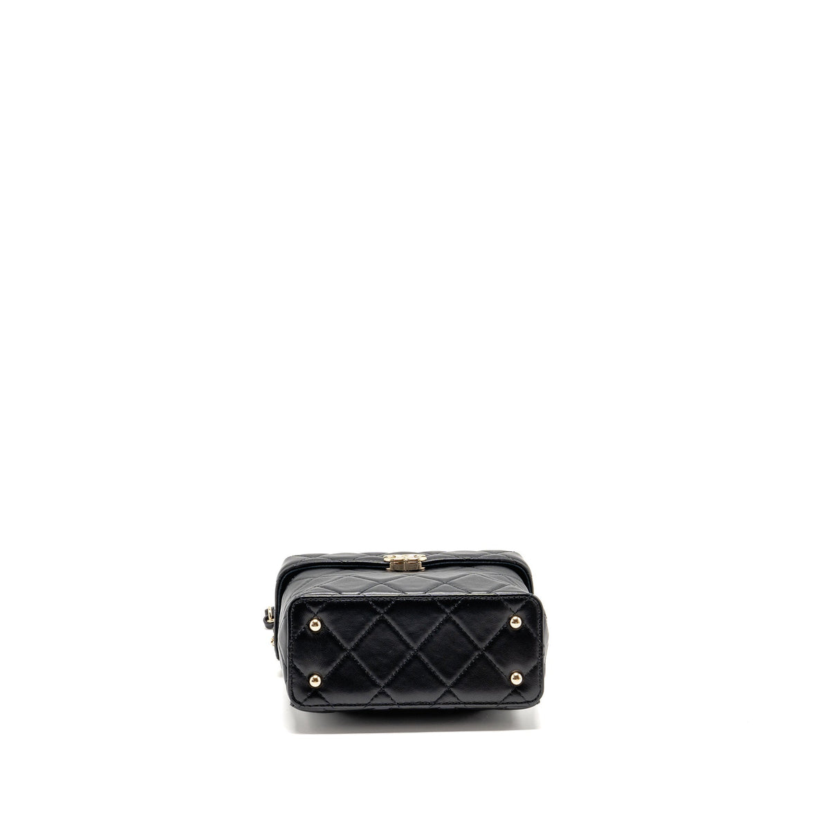 CHANEL FLAP VANITY WITH CHAIN LAMBSKIN BLACK LGWH (MICROCHIP)