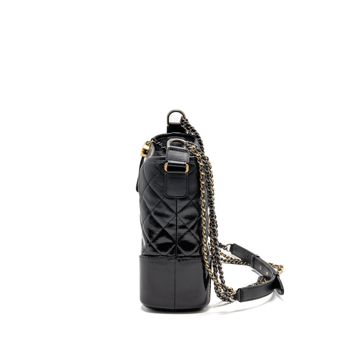 CHANEL LARGE GABRIELLE HOBO BAG CALFSKIN / PATENT BLACK MULTICOLOR HARDWARE