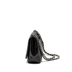 CHANEL CHEVRON JUMBO SINGLE FLAP BAG PATENT BLACK SHW