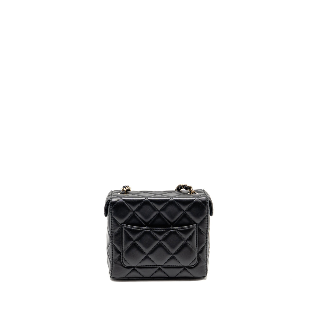 CHANEL FLAP VANITY WITH CHAIN LAMBSKIN BLACK LGWH (MICROCHIP)