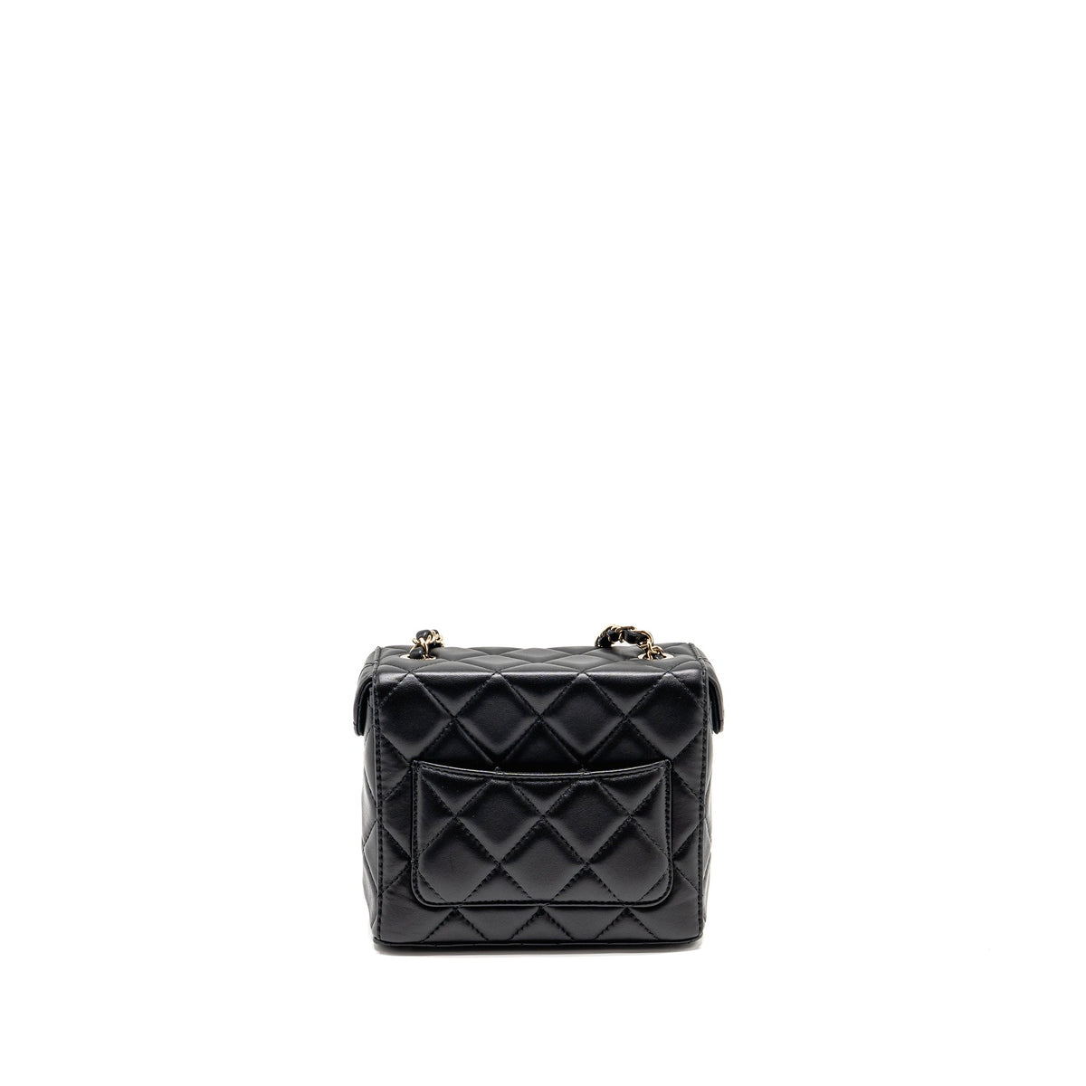 CHANEL FLAP VANITY WITH CHAIN LAMBSKIN BLACK LGWH (MICROCHIP)
