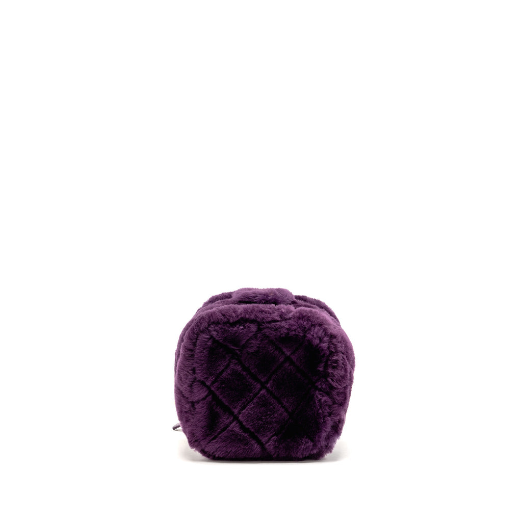 Chanel 22a top handle small vanity case shearling purple GHW (microchip)