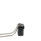 CHANEL FLAP VANITY WITH CHAIN LAMBSKIN BLACK LGWH (MICROCHIP)