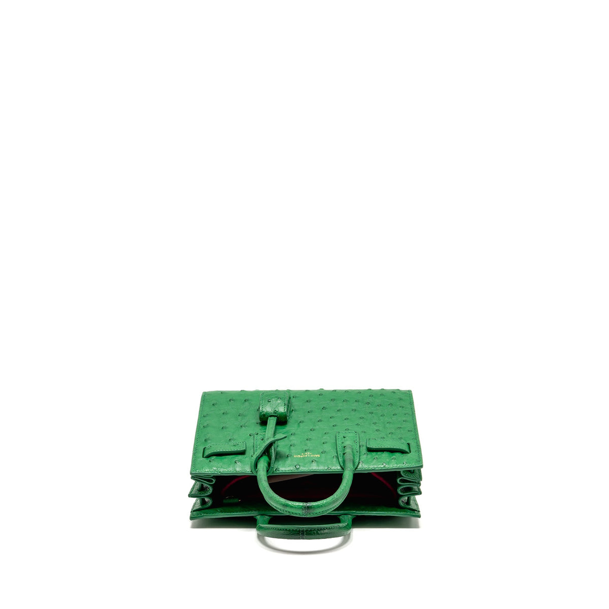 Saint Laurent/YSL Nano Sac de Jour Tote Ostrich Green GHW