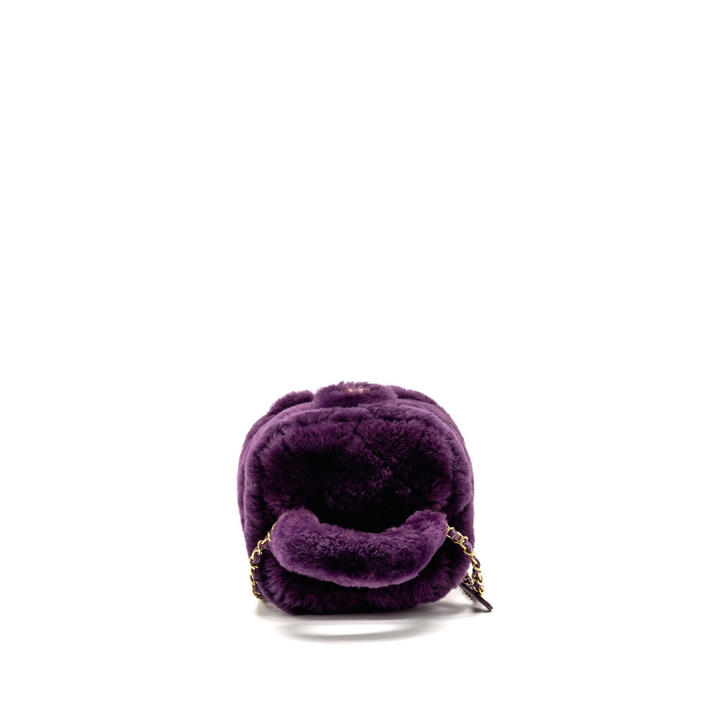 Chanel 22a top handle small vanity case shearling purple GHW (microchip)
