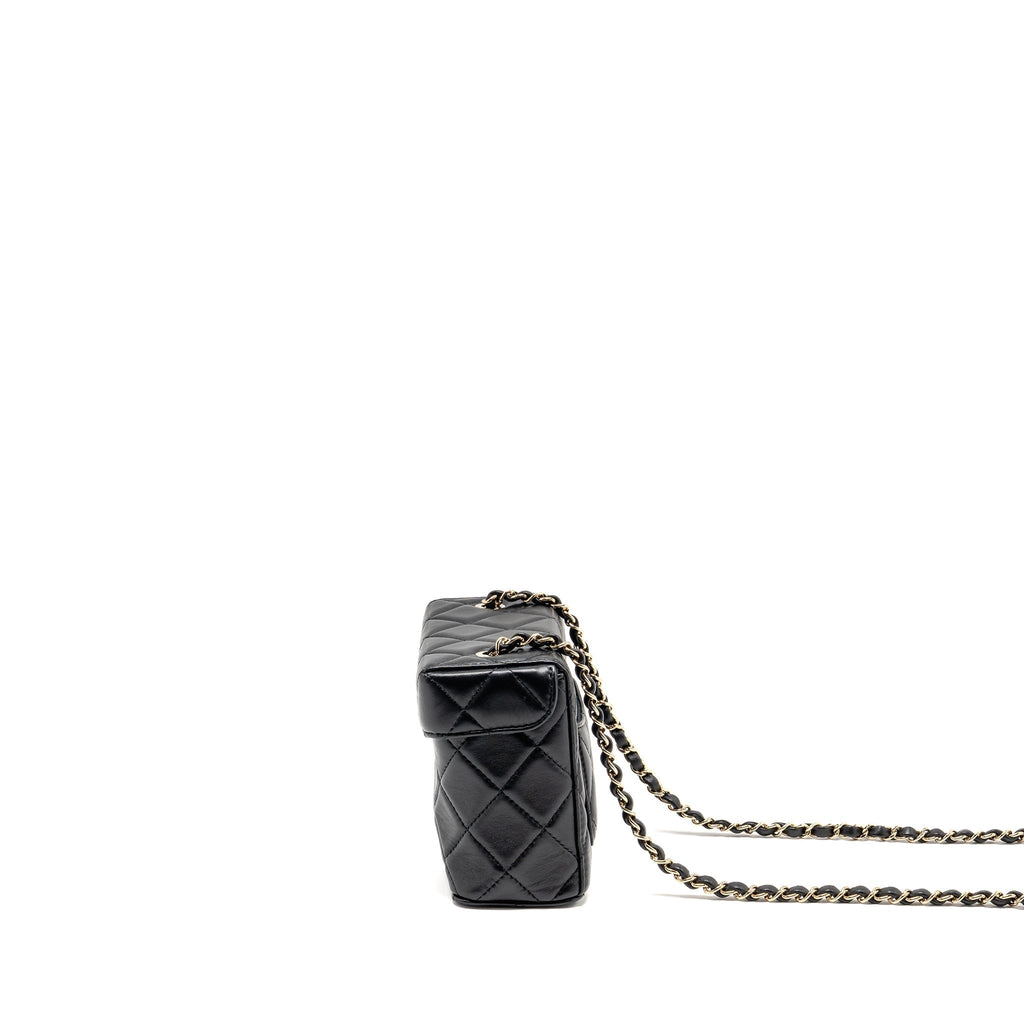 CHANEL FLAP VANITY WITH CHAIN LAMBSKIN BLACK LGWH (MICROCHIP)