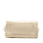 CHANEL DEAUVILLE TOTE BAG WITH PEARL LOGO FABRIC/LEATHER CREAMY WHITE/BEIGE LGHW
