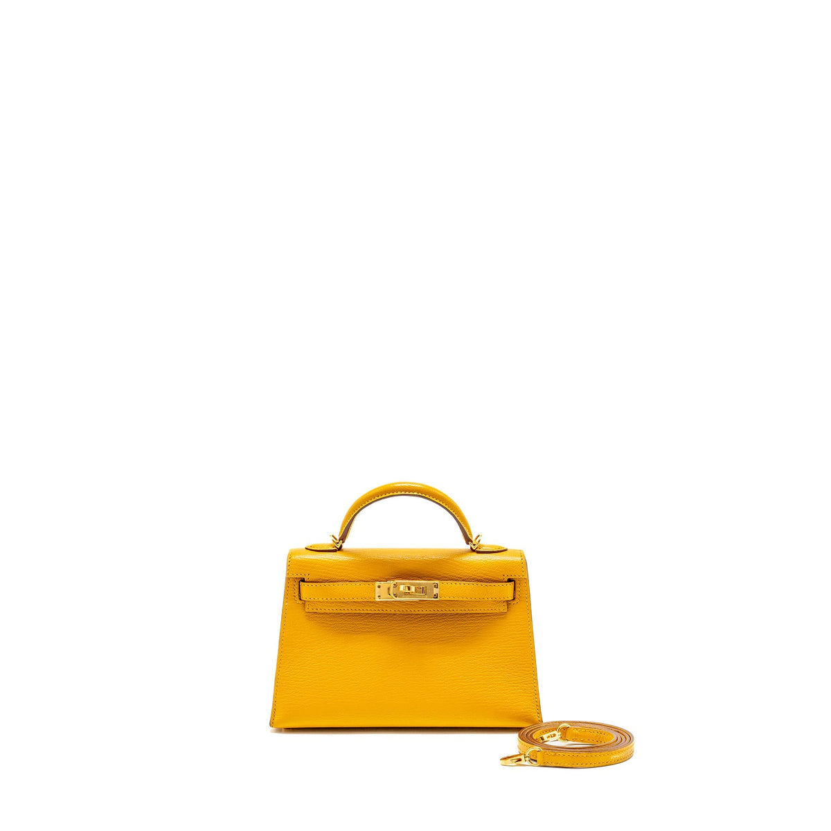 Hermes mini kelly II chèvre mysore jaune amber GHW