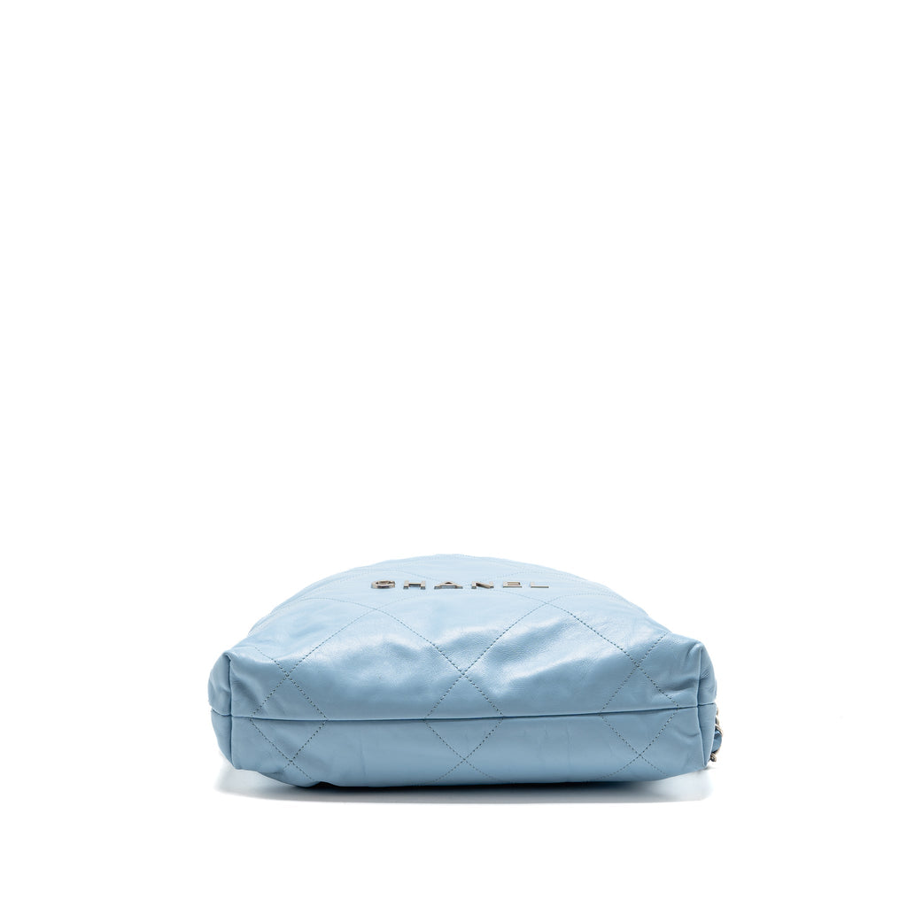 Chanel Small 22 Backpack Shiny Calfskin Sky Blue Brushed SHW (Microchip)