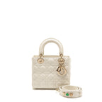 DIOR SMALL LADY DIOR MY ABCDIOR BAG CANNAGE LAMBSKIN WHITE LGHW