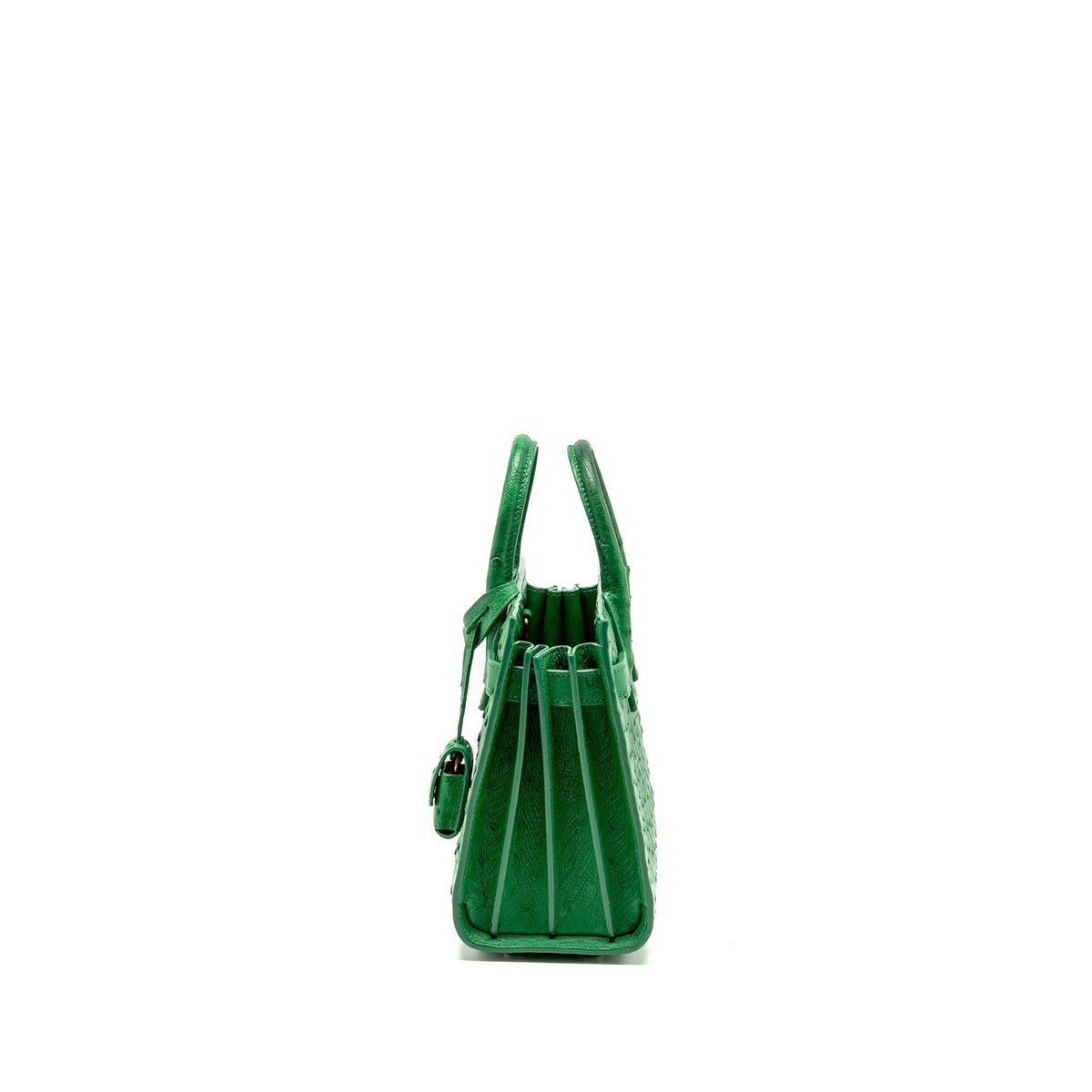 Saint Laurent/YSL Nano Sac de Jour Tote Ostrich Green GHW