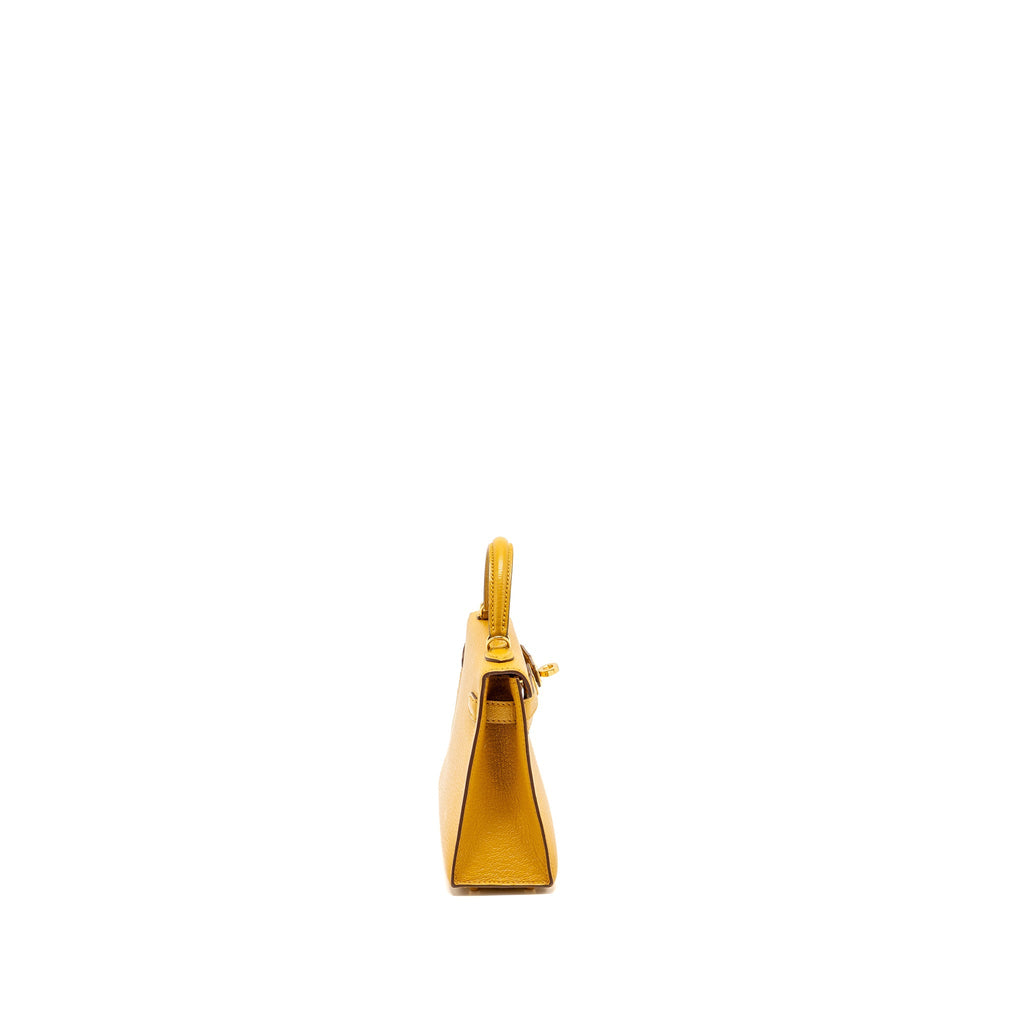 Hermes mini kelly II chèvre mysore jaune amber GHW