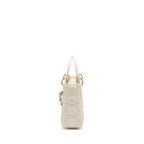 DIOR SMALL LADY DIOR MY ABCDIOR BAG CANNAGE LAMBSKIN WHITE LGHW