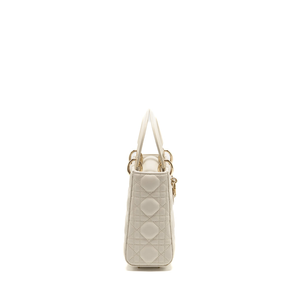 DIOR SMALL LADY DIOR MY ABCDIOR BAG CANNAGE LAMBSKIN WHITE LGHW