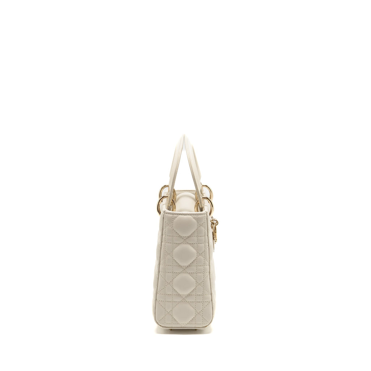 DIOR SMALL LADY DIOR MY ABCDIOR BAG CANNAGE LAMBSKIN WHITE LGHW