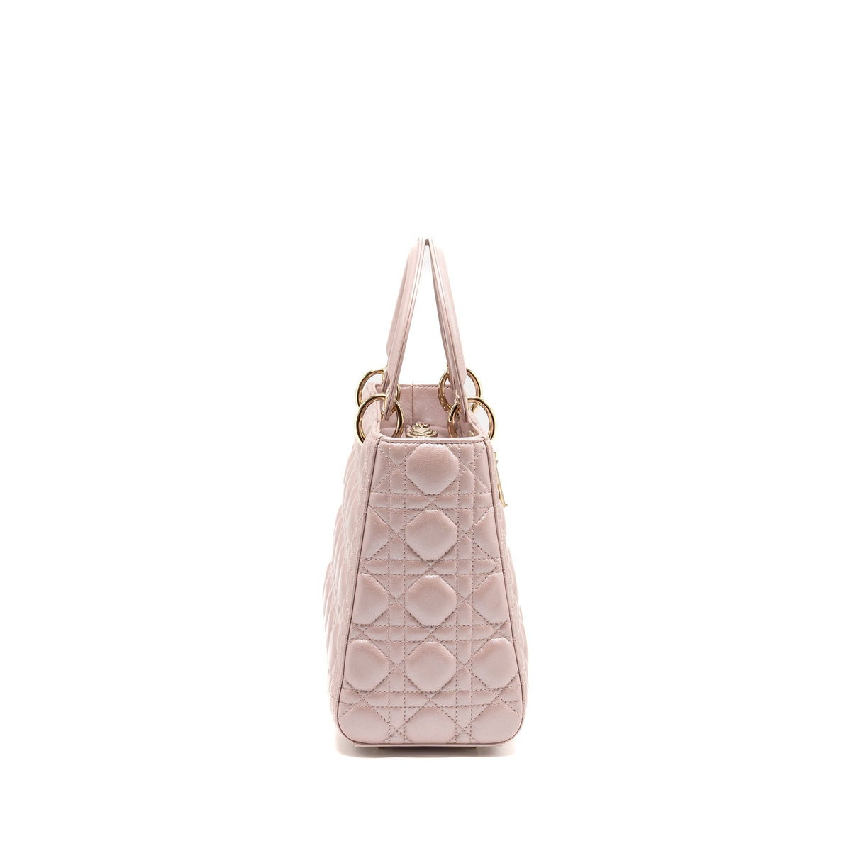 DIOR MEDIUM LADY DIOR LAMBSKIN IRIDESCENT PINK LGHW