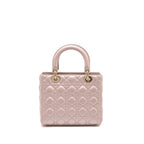 DIOR MEDIUM LADY DIOR LAMBSKIN IRIDESCENT PINK LGHW