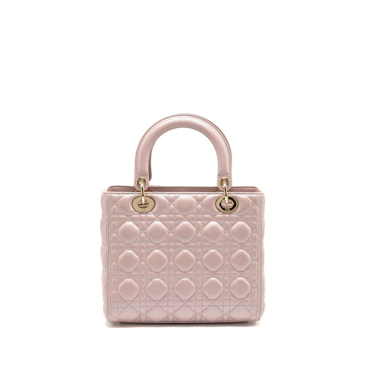 DIOR MEDIUM LADY DIOR LAMBSKIN IRIDESCENT PINK LGHW