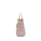 DIOR MEDIUM LADY DIOR LAMBSKIN IRIDESCENT PINK LGHW