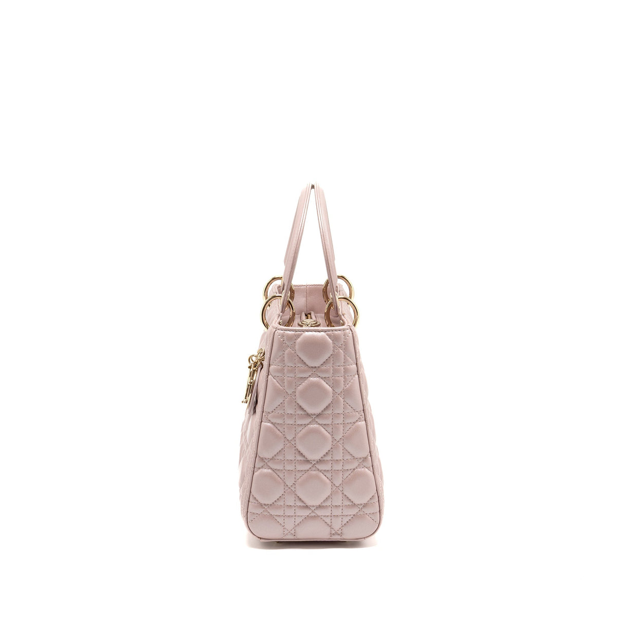 DIOR MEDIUM LADY DIOR LAMBSKIN IRIDESCENT PINK LGHW