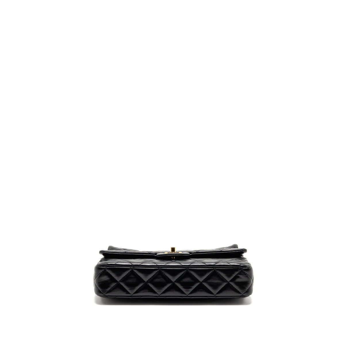 CHANEL 23A CLASSIC FLAP CLUTCH SHINY CALFSKIN BLACK GHW (MICROCHIP)