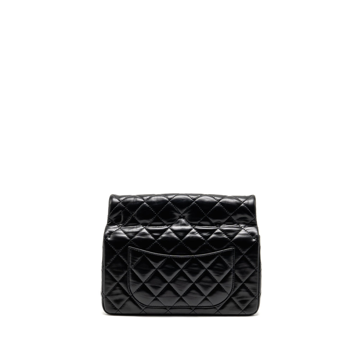 CHANEL 23A CLASSIC FLAP CLUTCH SHINY CALFSKIN BLACK GHW (MICROCHIP)