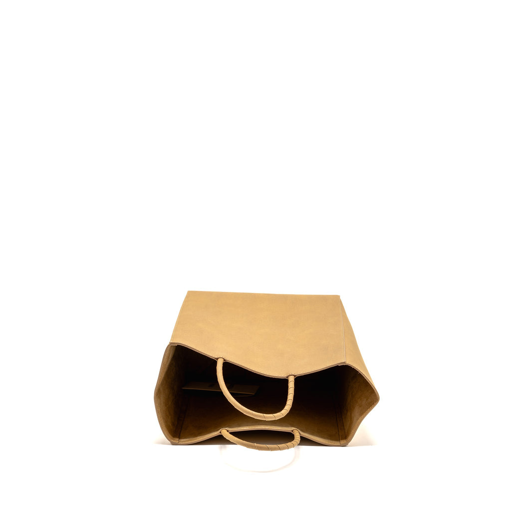 Bottega Veneta Small Raw Paper Leather Tote Bag Calfskin Kraft Beige