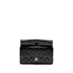 CHANEL 23A CLASSIC FLAP CLUTCH SHINY CALFSKIN BLACK GHW (MICROCHIP)