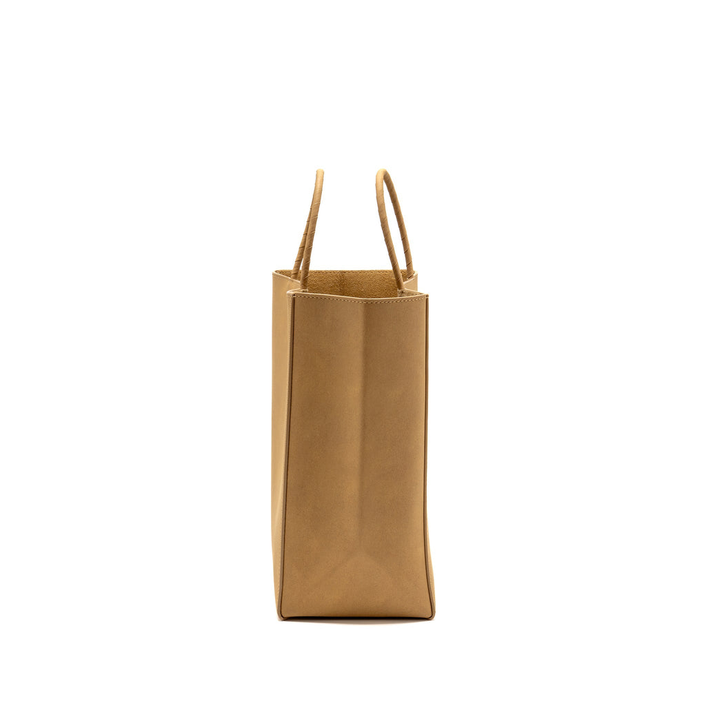 Bottega Veneta Small Raw Paper Leather Tote Bag Calfskin Kraft Beige
