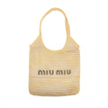 Miu Miu Ivy Bag Raffia-effect/Linen Natural